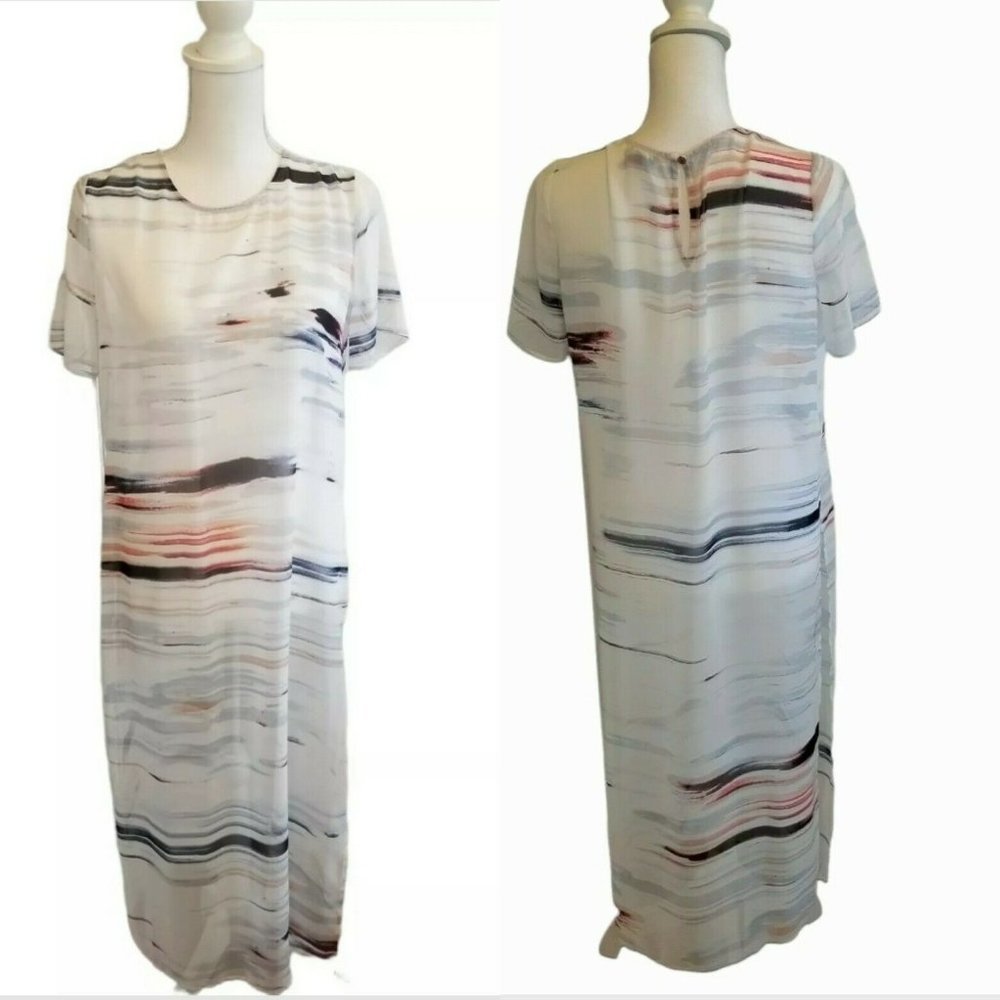 Vince Camuto Watercolor Sheer Swim Cover‎ Beachwear Resortwear Side Slits XS